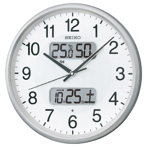 セイコー電波アナログ掛時計 KX383S ﾃﾞﾝﾊﾟｶｹﾄﾞｹｲ(24-4612-00)【セイコー】[1個単位]