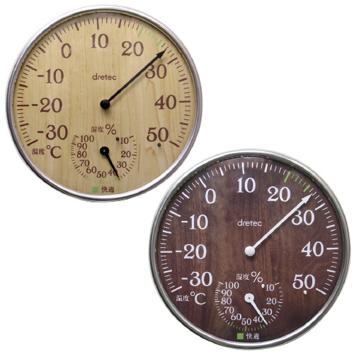 アナログ温湿度計 O-319NW(ﾅﾁｭﾗﾙｳｯﾄﾞ) ｱﾅﾛｸﾞｵﾝｼﾂﾄﾞｹｲ(24-4724-00)【ドリテック】[1個単位]