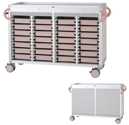 与薬カート（ＹＴ－９セット） C3407Y-NS414SA(ﾋﾟｰﾁ) ﾖﾔｸｶｰﾄ ブルー(24-4735-02-02)【1台単位】