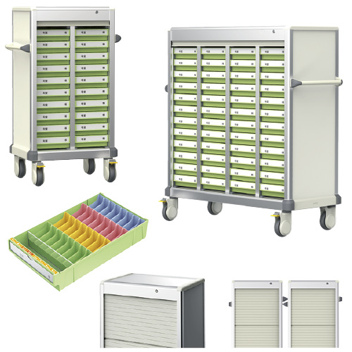 Ｍ与薬カート３列１２段Ｙ８セット MCR052HT(36ｼｮｳﾖｳ) Mﾖﾔｸｶｰﾄ(24-4738-03)【河淳】[1台単位]