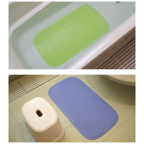 バスらぎシリコーンマット ﾌﾞﾙｰ(370X680X6MM) ﾊﾞｽﾗｷﾞｼﾘｺｰﾝﾏｯﾄ(24-4895-01)【山崎産業】[1枚単位]