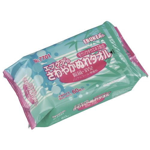 エブケアさわやかぬれタオル 7701(60ﾏｲｲﾘ) ｴﾌﾞｹｱｻﾔﾜｶﾇﾚﾀｵﾙ(24-4903-00)【エブノ】[20袋単位]