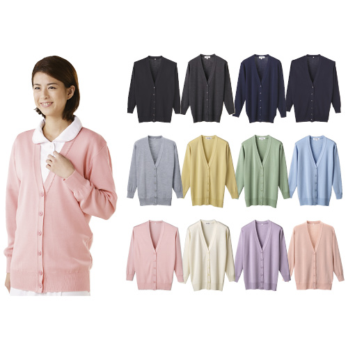 抗ピル長袖カーディガン（ロング丈） D-1002(L) ｺｳﾋﾟﾙﾅｶﾞｿﾃﾞｶｰﾃﾞｨｶﾞﾝ 濃紺(24-5280-02-04)【ディーフェイズ】[1枚単位]