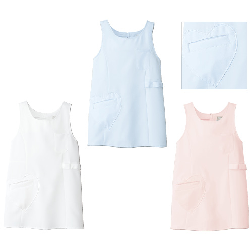 エプロン（ハートポケット） 861371-001(ﾎﾜｲﾄ) ｴﾌﾟﾛﾝ(ﾊｰﾄﾎﾟｹｯﾄ) Ｌ(24-5281-00-02)【アイトス】[1枚単位]