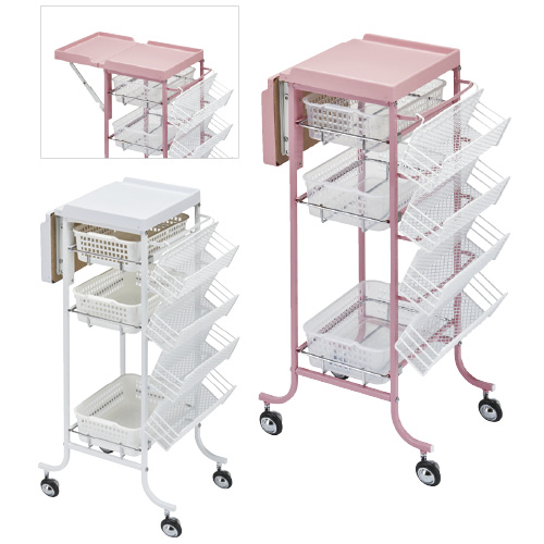 アプリワゴン（補助台付） SN-AP012P(ﾋﾟﾝｸ) ｱﾌﾟﾘﾜｺﾞﾝ(ﾎｼﾞｮﾀﾞｲﾂｷ)(24-5344-01)【松吉医科器械】[1台単位]