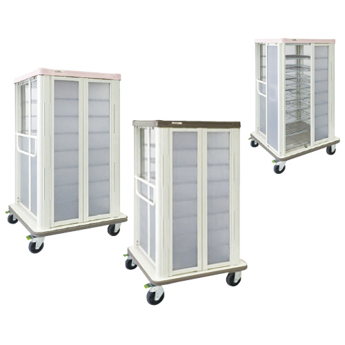 常温配膳車ＣＯＯ（扉式・ベーシック） JCTB42(42ﾏｲﾖｳ) ﾊｲｾﾞﾝｼｬCOO(ﾄﾋﾞﾗﾂｷﾍﾞｰ カフェブラウン(24-5653-02-02)【エレクター】[1台単位]