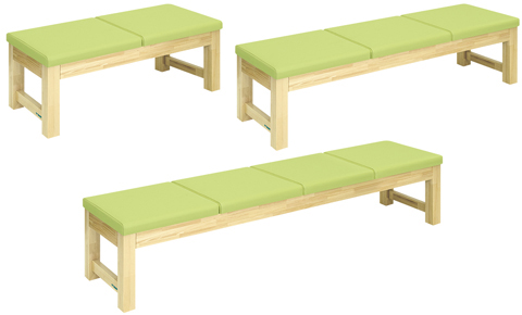 モクベンチ（三人掛） TB-749-02(45X150X40C ﾓｸﾍﾞﾝﾁ レッド(24-6100-01-14)【高田ベッド製作所】[1台単位]