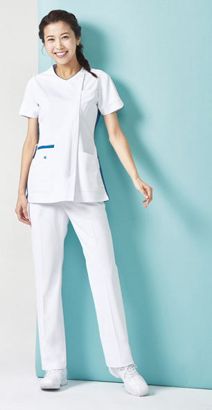 チュニック LX-4082(M) ﾁｭﾆｯｸ Ｔターコイズ(24-6500-01-05)【ナガイレーベン】[1枚単位]