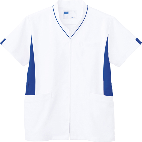 男女兼用スクラブ WH12085(ﾎﾜｲﾄﾌﾞﾙｰ) ﾀﾞﾝｼﾞｹﾝﾖｳｽｸﾗﾌﾞ Ｍ(24-6521-00-02)【自重堂】[1枚単位]