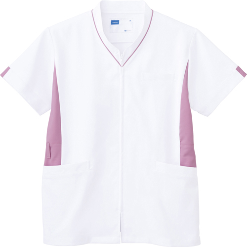 男女兼用スクラブ WH12085(ﾎﾜｲﾄﾋﾟﾝｸ) ﾀﾞﾝｼﾞｹﾝﾖｳｽｸﾗﾌﾞ Ｌ(24-6521-01-03)【自重堂】[1枚単位]