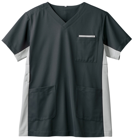 スクラブジャケット（男女兼用） 72-720(ﾁｬｺｰﾙ/ｼﾙﾊﾞｰ) ｽｸﾗﾌﾞｼﾞｬｹｯﾄ(ﾀﾞﾝｼﾞｮｹﾝ ３Ｌ(24-6528-00-05)【住商モンブラン】[1枚単位]