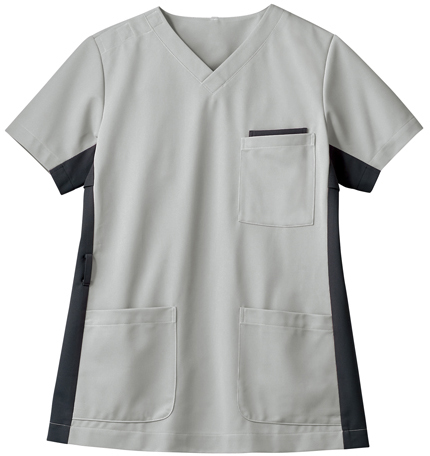 スクラブジャケット（男女兼用） 72-721(ｼﾙﾊﾞｰ/ﾁｬｺｰﾙ) ｽｸﾗﾌﾞｼﾞｬｹｯﾄ(ﾀﾞﾝｼﾞｮｹﾝ ３Ｌ(24-6528-01-05)【住商モンブラン】[1枚単位]