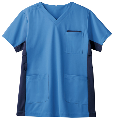 スクラブジャケット（男女兼用） 72-723(ｺﾊﾞﾙﾄB/Dﾌﾞﾙｰ) ｽｸﾗﾌﾞｼﾞｬｹｯﾄ(ﾀﾞﾝｼﾞｮｹﾝ Ｌ(24-6528-03-03)【住商モンブラン】[1枚単位]