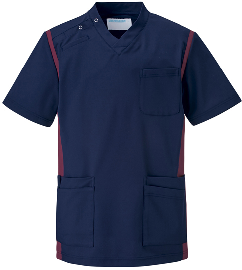 男女兼用スクラブ 971-48(ﾈｲﾋﾞｰXﾜｲﾝ) ﾀﾞﾝｼﾞｮｹﾝﾖｳｽｸﾗﾌﾞ Ｓ(24-6529-02-02)【KAZEN】[1枚単位]