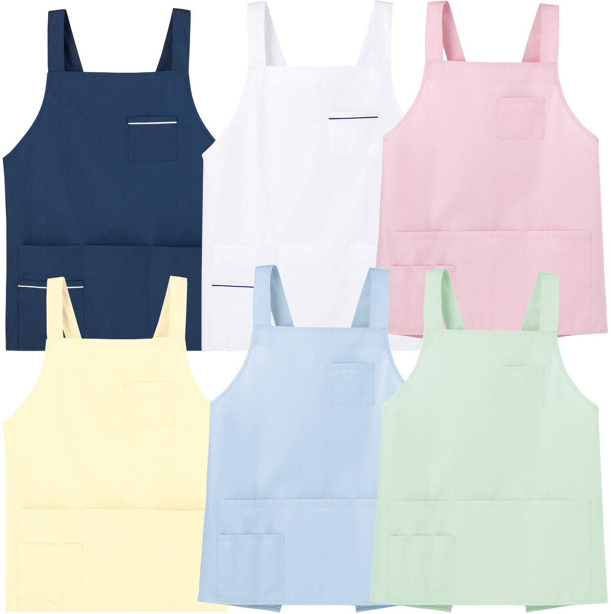 ショート丈安心エプロン（男女兼用） DE0001(LL-3L) ｼｮｰﾄﾀｹｱﾝｼｴﾌﾟﾛﾝ(ｹﾝﾖｳ) ピンク(24-6537-01-03)[1枚単位]