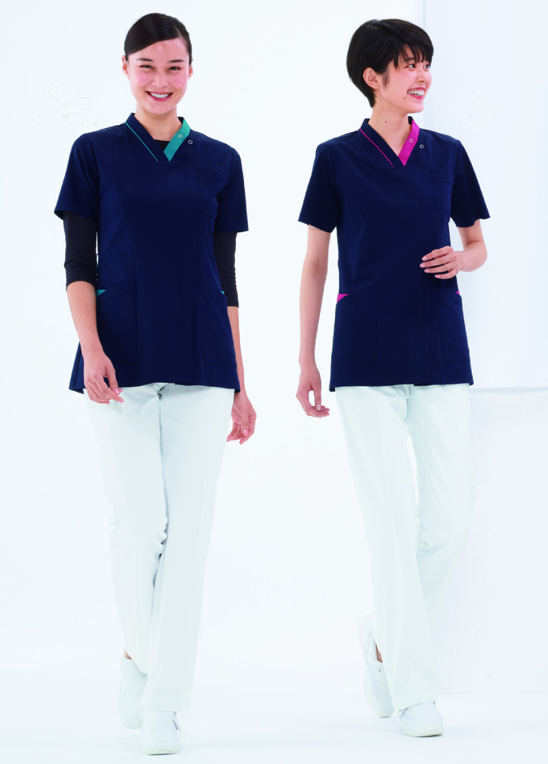 【廃盤】女子スクラブRF-5122(L) ｼﾞｮｼｽｸﾗﾌﾞ ネイビー＋ターコイズ(ナガイレーベン)(24-6983-02-05