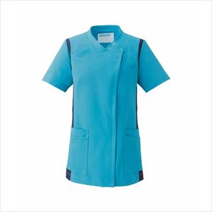 レディススクラブ 972-42 M ターコイズ×ネイビーターコイズ×ネイビーM【KAZEN】(972-42)(24-6992-01-02)【1単位】