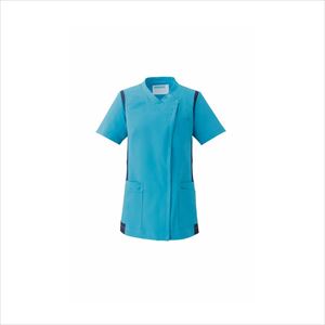 レディススクラブ 972-42 L ターコイズ×ネイビーターコイズ×ネイビーL【KAZEN】(972-42)(24-6992-01-03)【1単位】