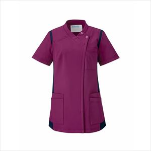 レディススクラブ 972-45 L ワイン×ネイビーワイン×ネイビーL【KAZEN】(972-45)(24-6992-03-03)【1単位】