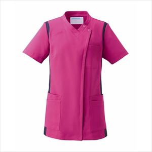 レディススクラブ 972-47 L ビビッドピンク×ネイビービビッドピンク×ネイビーL【KAZEN】(972-47)(24-6992-04-03)【1単位】