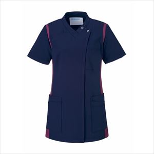 レディススクラブ 972-48 L ネイビー×ワインネイビー×ワインＬ【ＫＡＺＥＮ】(972-48)(24-6992-05-03)【1単位】