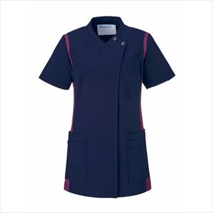 レディススクラブ 972-48 4L ネイビー×ワインネイビー×ワイン4L【KAZEN】(972-48)(24-6992-05-06)【1単位】