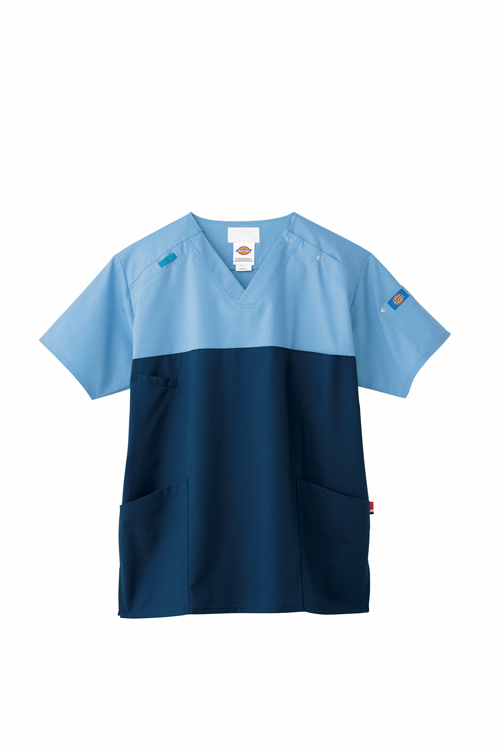 ディッキーズ スクラブ7040SC-2(ﾌﾞﾙｰXｼｰﾙｽﾞ) ﾃﾞｨｯｷｰｽﾞｽｸﾗﾌﾞ ＳＳ(フォーク)(24-7005-00-01)【1枚単位】