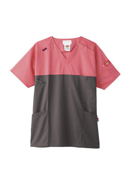 ディッキーズ スクラブ7040SC-3(ﾋﾟﾝｸXｶﾞﾝﾒﾀ) ﾃﾞｨｯｷｰｽﾞｽｸﾗﾌﾞ ４Ｌ(フォーク)(24-7005-01-07)【1枚単位】