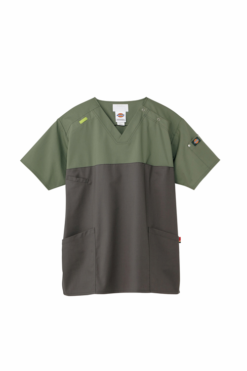 ディッキーズ スクラブ7040SC-4(グリーンXガンメタ ディッキーズスクラブ 4L(フォーク)(24-7005-02-07)【1枚単位】