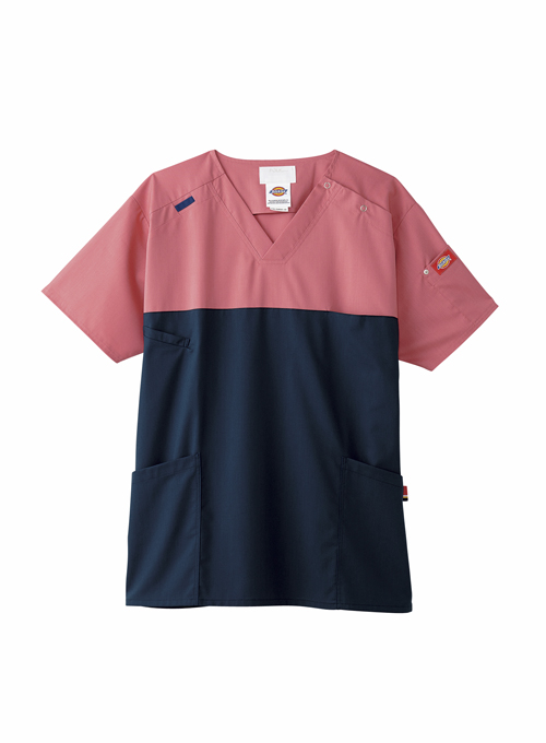 ディッキーズ スクラブ7040SC-13(ﾋﾟﾝｸXｼｰﾙｽﾞ ﾃﾞｨｯｷｰｽﾞｽｸﾗﾌﾞ ４Ｌ(フォーク)(24-7005-04-07)【1枚単位】