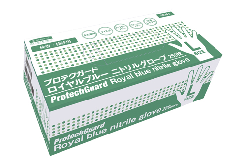 ロイヤルブルーニトリルグローブ69345(L)250ﾏｲｲﾘ ﾛｲﾔﾙﾌﾞﾙｰﾆﾄﾘﾙｸﾞﾛｰﾌﾞ(日本製紙クレシア)(24-7