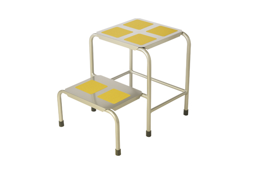 らくらく踏み台 ２段式ワイドｲｴﾛｰ ﾗｸﾗｸﾌﾐﾀﾞｲ2ﾀﾞﾝｼｷﾜｲﾄﾞ(東光機材)(24-7136-00)【1台単位】