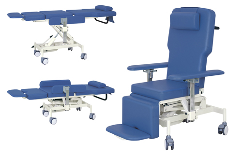 車いす式油圧ストレッチャーTB-1398(76X180X50-80 ｸﾙﾏｲｽﾕｱﾂｽﾄﾚｯﾁｬｰ ビニルレザー抹茶(高田ベッド