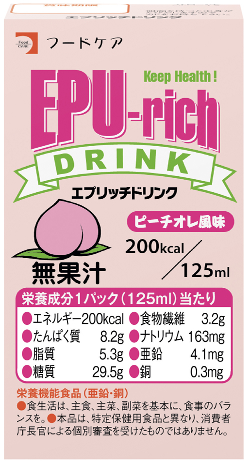 エプリッチドリンク（栄養補助飲料）ﾋﾟｰﾁｵﾚﾌｳﾐ(125ML)24ﾎﾝ ｴﾌﾟﾘｯﾁﾄﾞﾘﾝｸｴｲﾖｳﾎｼﾞｮ(フードケア)