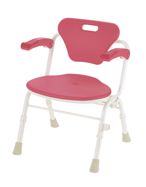 やわらかシャワーチェアクレオ折５２０19215(ﾋｼﾞｶｹﾂｷ)ﾋﾟﾝｸ ﾔﾜﾗｶｼｬﾜｰﾁｪｱｸﾚｵｵﾘ520(リッチェル)(24-7908-00)【1台単位】