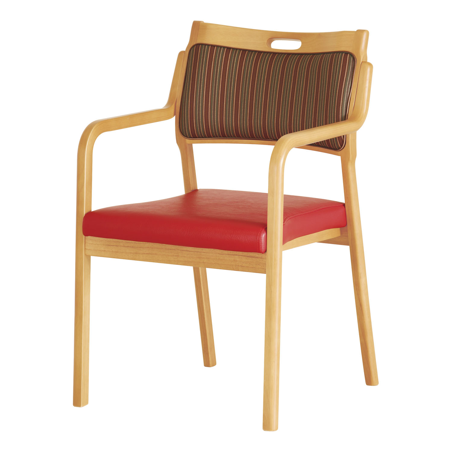 らくらくチェア(全ヒジ付) CARE-112-ACストライプワインCARE-112-ACｽﾄﾗｲﾌﾟﾜｲﾝ(24-8229-01)【グローリープラン】(販売単位:1)