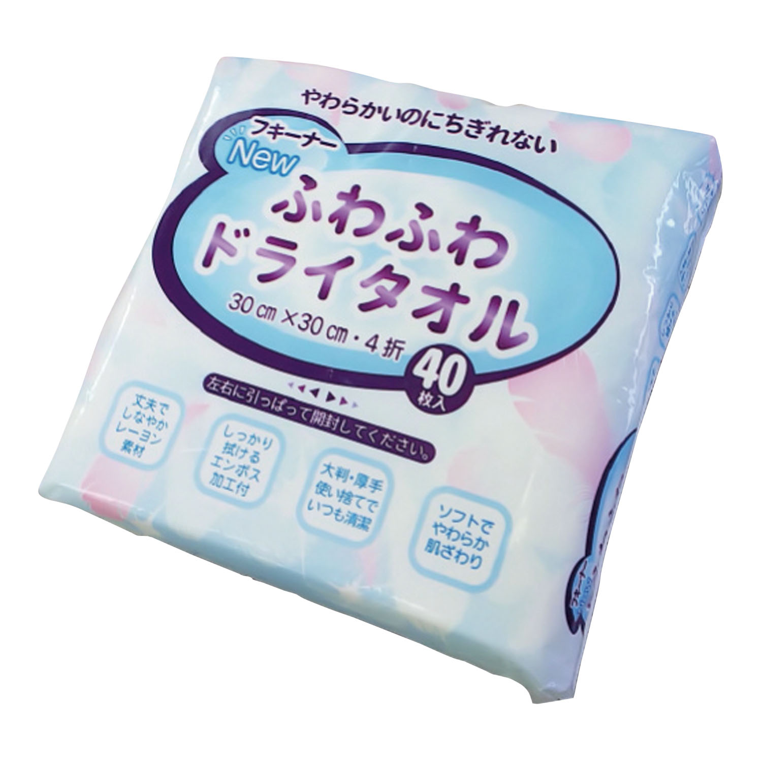 フキーナーふわふわドライタオル 40マイX24パック(30X30CM)40ﾏｲX24ﾊﾟｯｸ(30X30CM)(24-8704-