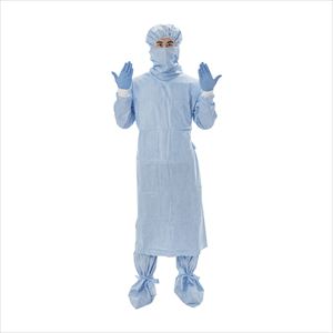 マスク付きケミカルバリアガウン3L MCBG-3L 50マイ ライトブルー 防護ガウン 24-9605-033L【アイテックス】