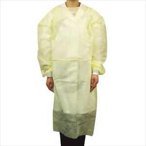 アイソレーションガウン 紐タイプ 663000060 50イリ イエロー サージカルガウン 24-9609-01紐結びタイプ・フ