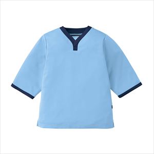 ニット検診衣上衣 301-41 ブルーXネイビー 24-9864-00ブルー/ネイビーM【ＫＡＺＥＮ】(301-41)(24-