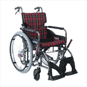 車いす モダン Aスタイル KMD-A22-40-M／SR アルミ製 25-2358-00モダンシリーズAスタイル赤チェック