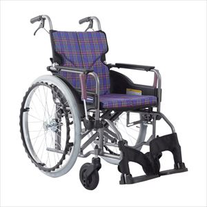 車いす モダン Aスタイル KMD-A22-40-M／SR アルミ製 25-2358-00モダンシリーズAスタイル紫チェック