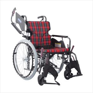 車いす モダン Bスタイル KMD-B22-40-M／SR アルミ製 25-2358-01モダンシリーズBスタイル赤チェック