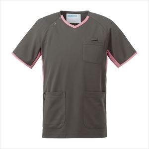 スクラブ 男女兼用 983-13 グレーXピンク スクラブ 25-2422-01グレー×ピンク3L【ＫＡＺＥＮ】(983-1
