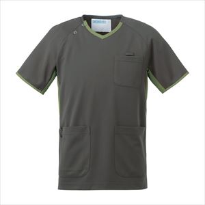 スクラブ 男女兼用 983-12 グレーXカーキ スクラブ 25-2422-04グレー×カーキSS【ＫＡＺＥＮ】(983-1