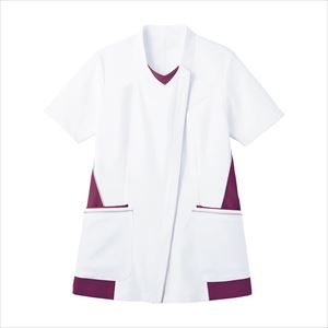 女性用ジャケット MJAL-1803-E9 ワイン ナースウェア 25-2425-01ホワイト×ワイン3L【サーヴォ】(MJA