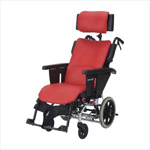 車いす ラクレスト 介助ブレーキ付 PR-2000B レッド ティルト＆リクライニング 25-2777-01【ピジョンタ