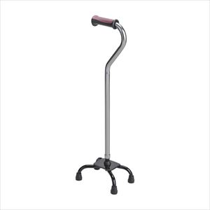 4点支持杖フィットグリップ ブラウン T-2803-1 シルバーパイプ 四点杖 25-3726-04シルバー/ブラウン【テツコ